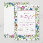 Invitation Baby shower Fleur sauvage Little Butterfly Spring (Devant / Derrière)