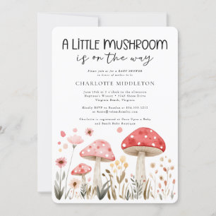 Invitation Baby shower Fleur sauvage Little Mushrooms