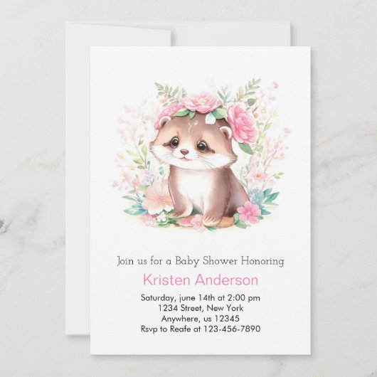 Invitation Baby shower Fleur sauvage Magic Girl  (Devant)