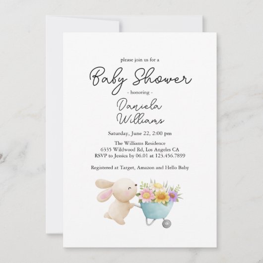Invitation Baby shower Fleur sauvage mignon et simple petit l (Devant)