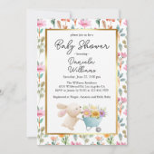 Invitation Baby shower Fleur sauvage mignon Petit Lapin (Devant)
