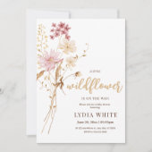 Invitation Baby shower fleur sauvage, minimaliste (Devant)