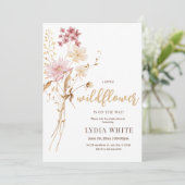 Invitation Baby shower fleur sauvage, minimaliste (Debout devant)