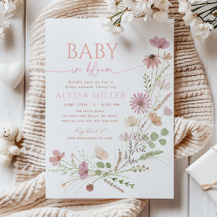 Invitation Baby-Shower Fleur Sauvage Neutre Bébé en Fleur