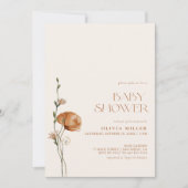 Invitation Baby shower Fleur sauvage orange brûlé automne (Devant)