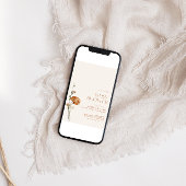 Invitation Baby shower Fleur sauvage orange brûlé automne