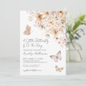 Invitation Baby shower Fleur sauvage papillon (Debout devant)