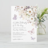 Invitation Baby shower Fleur sauvage papillon (Debout devant)