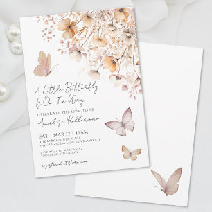 Invitation Baby shower Fleur sauvage papillon