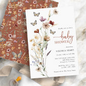 Invitation Baby shower Fleur sauvage papillon Boho
