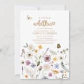 Invitation Baby shower fleur sauvage papillon fille (Devant)