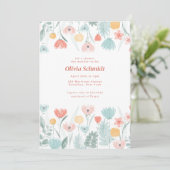Invitation Baby shower Fleur sauvage Pastel Peach (Debout devant)