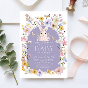 Invitation Baby Shower Fleur Sauvage Petit Lapin