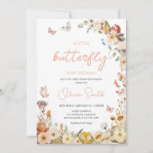 Invitation Baby shower fleur sauvage petit papillon (Devant)