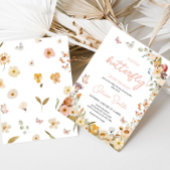 Invitation Baby shower fleur sauvage petit papillon
