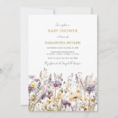 Invitation Baby shower Fleur sauvage pourpre (Devant)