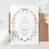 Invitation Baby shower fleur sauvage pourpre de la cale