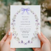 Invitation Baby shower fleur sauvage pourpre de la cale