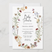 Invitation Baby shower Fleur sauvage rose (Devant)