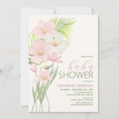Invitation Baby shower Fleur sauvage rose (Devant)