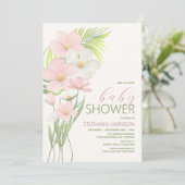 Invitation Baby shower Fleur sauvage rose (Debout devant)