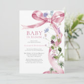 Invitation Baby shower Fleur sauvage rose à boue (Debout devant)