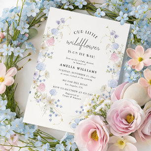 Invitation Baby Shower Fleur Sauvage Rose Violet Printemps