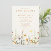 Invitation Baby shower Fleur sauvage rustique (Debout devant)