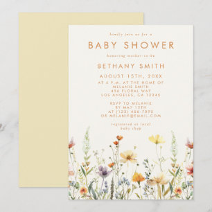 Invitation Baby shower Fleur sauvage rustique