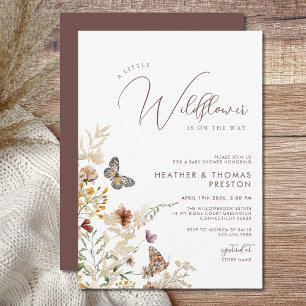 Invitation Baby Shower Fleur Sauvage Rustique