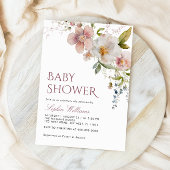 Invitation Baby shower Fleur sauvage rustique