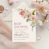 Invitation Baby shower Fleur sauvage rustique