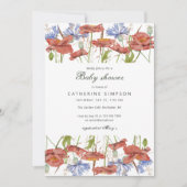 Invitation Baby shower fleur sauvage rustique aquarelle (Devant)