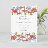 Invitation Baby shower fleur sauvage rustique aquarelle (Debout devant)