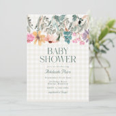 Invitation Baby shower Fleur sauvage Rustique Boho Watercolor (Debout devant)