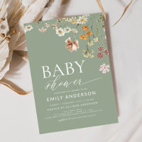 Baby shower Fleur sauvage Sage Green Boho
