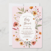 Invitation Baby shower Fleur sauvage Soft Pink Boho (Devant)