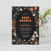 Invitation Baby shower Fleur sauvage Super Black Orange (Debout devant)