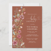 Invitation Baby shower Fleur sauvage Terracotta (Devant)