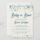 Invitation Baby shower Fleur sauvage turquoise bleu beige (Devant)