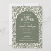 Invitation Baby shower Fleur sauvage vintage Sage (Devant)