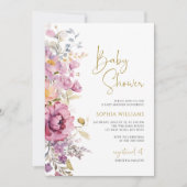 Invitation Baby shower Fleur sauvage violet (Devant)
