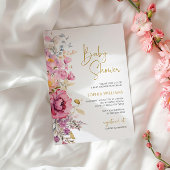 Invitation Baby shower Fleur sauvage violet