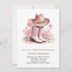 Invitation Baby shower Fleur sauvage Western Watercolor