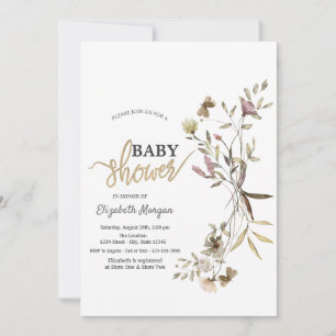 Invitation Baby shower Fleur sauvage Whimsical Watercolor