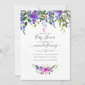 Invitation Baby-Shower Fleur Violet Aquarelle (Devant)