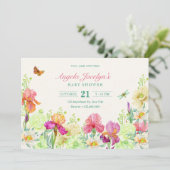 Invitation Baby shower fleuri (Debout devant)