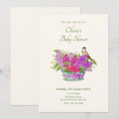 Invitation Baby shower fleuri (Devant / Derrière)