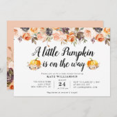 Invitation baby shower fleuri citrouille (Devant / Derrière)