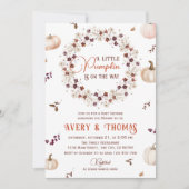 Invitation Baby shower fleuri Citrouille ivoire confortable (Devant)